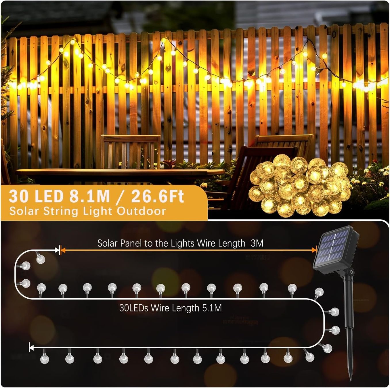 Ghirlande e barre luminose: Solar Lichterkette, 30 LED – Nuovo e nell'imballaggio originale da Nuglar venduto da SaleRitter 5