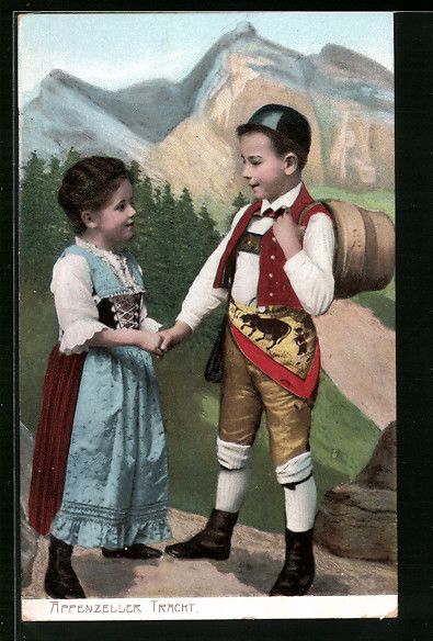 Cartoline postali: Kinder in Appenzeller Tracht reichen sic – Usato da Berlin venduto da bartko-reher
