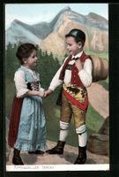 Kinder in Appenzeller Tracht reichen sic