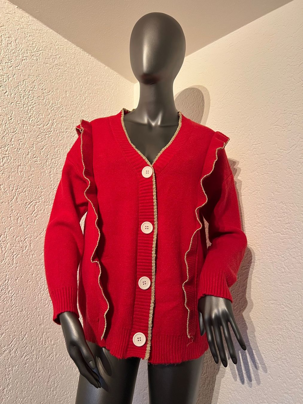 Giacche: Frühling Herbst Damen Strickjacke Rot Gr M – Usato da Frenkendorf venduto da Style365