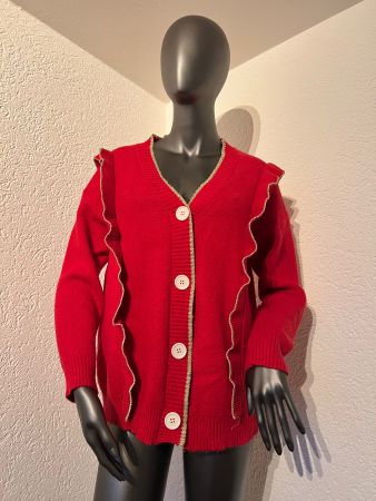 Frühling Herbst Damen Strickjacke Rot Gr M