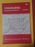 Landkarte der Schweiz Vorarlberg mit Kilometernetz