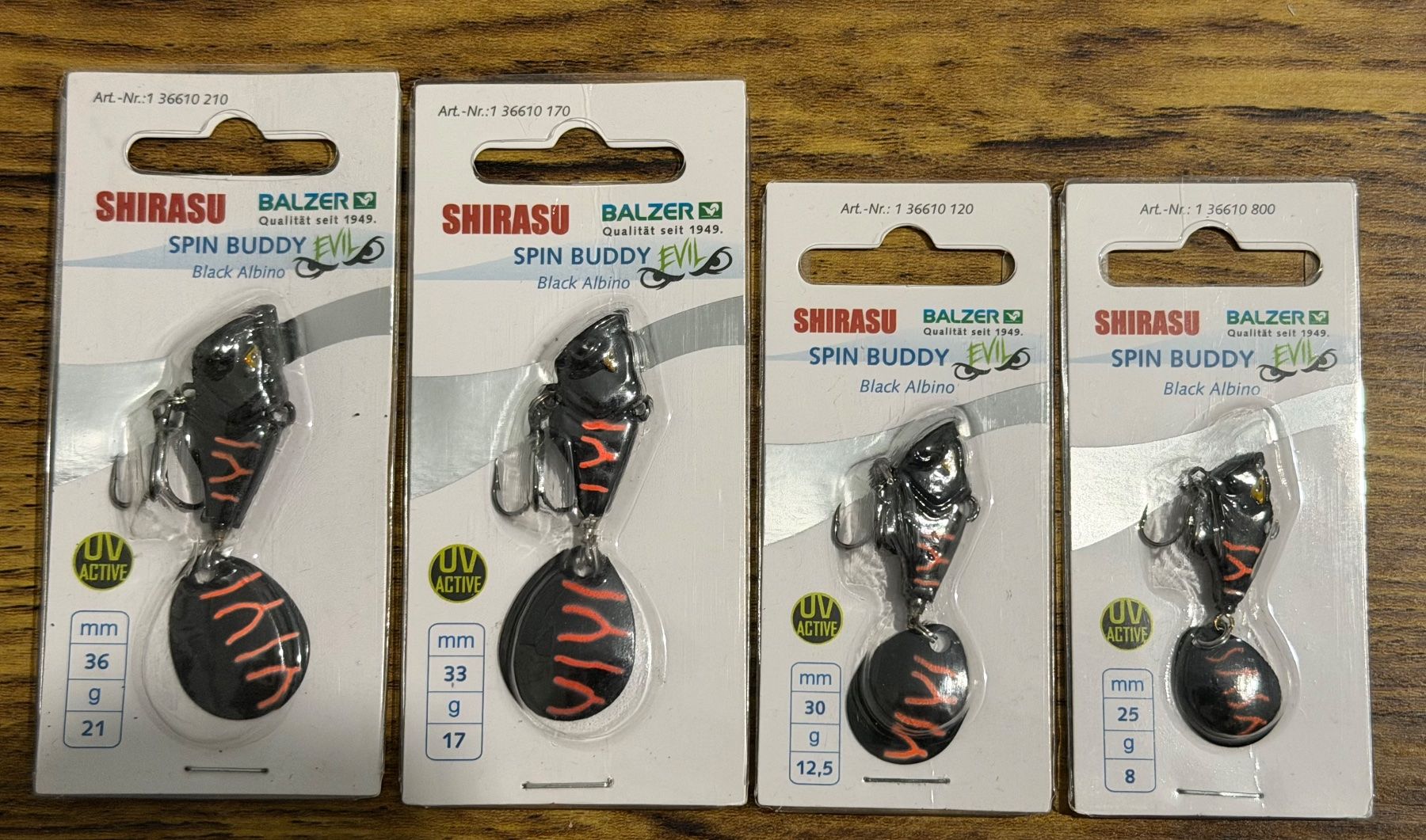 Köder: Balzer Spin Buddy Evil - Jig-Spinner 4er Set - 8-21 gr – Neu und originalverpackt aus Widnau von Fishingtackle_Oggy