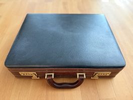 Aktenkoffer Leder Braun Schwarz mit Zahlenkombinationsschlos