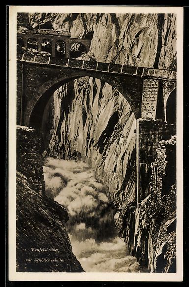 Cartoline postali: Schöllenen, Teufelsbrücke mit Schölle – Usato da Berlin venduto da bartko-reher