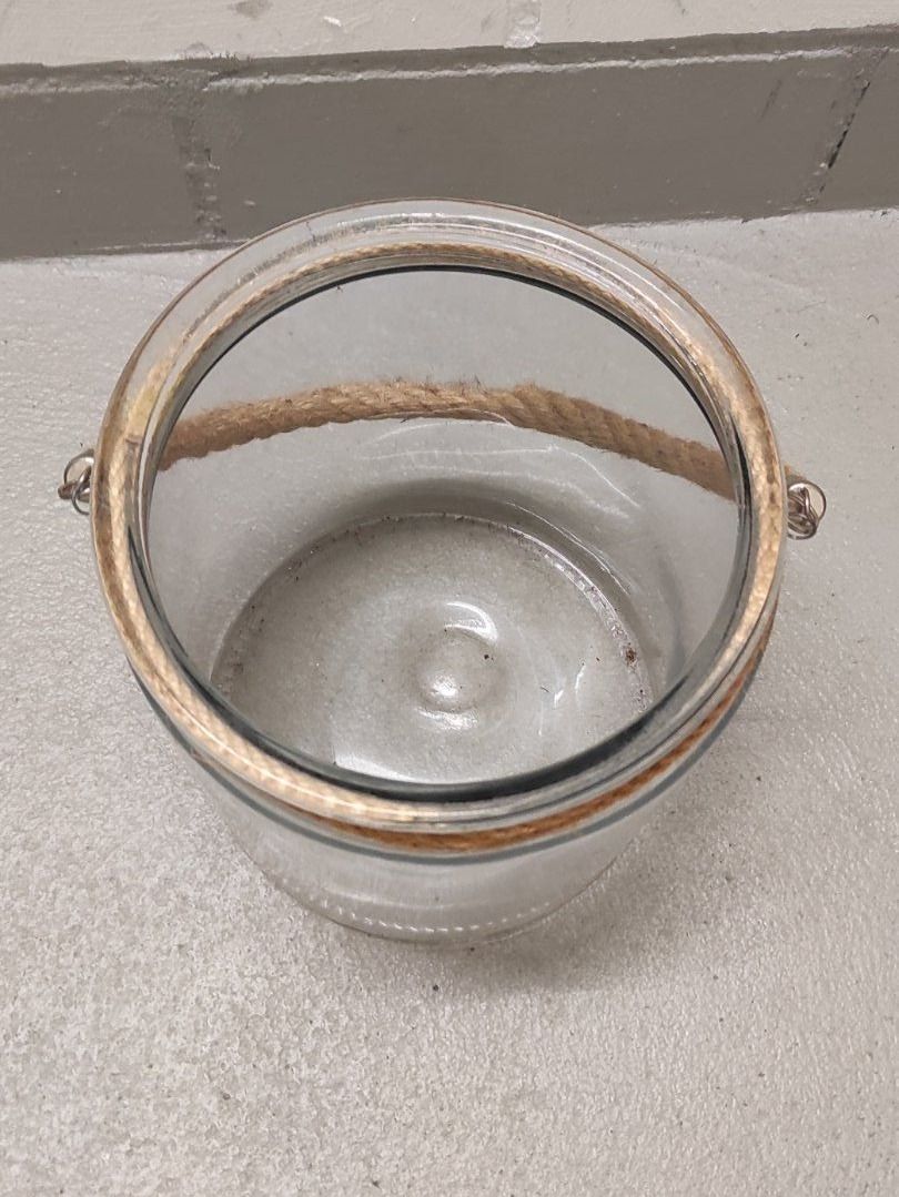 Alle Dekorationen: Glas Windlicht  Vase mit Jute-Henkel – Gebraucht aus Rümlang von Trojka25 1