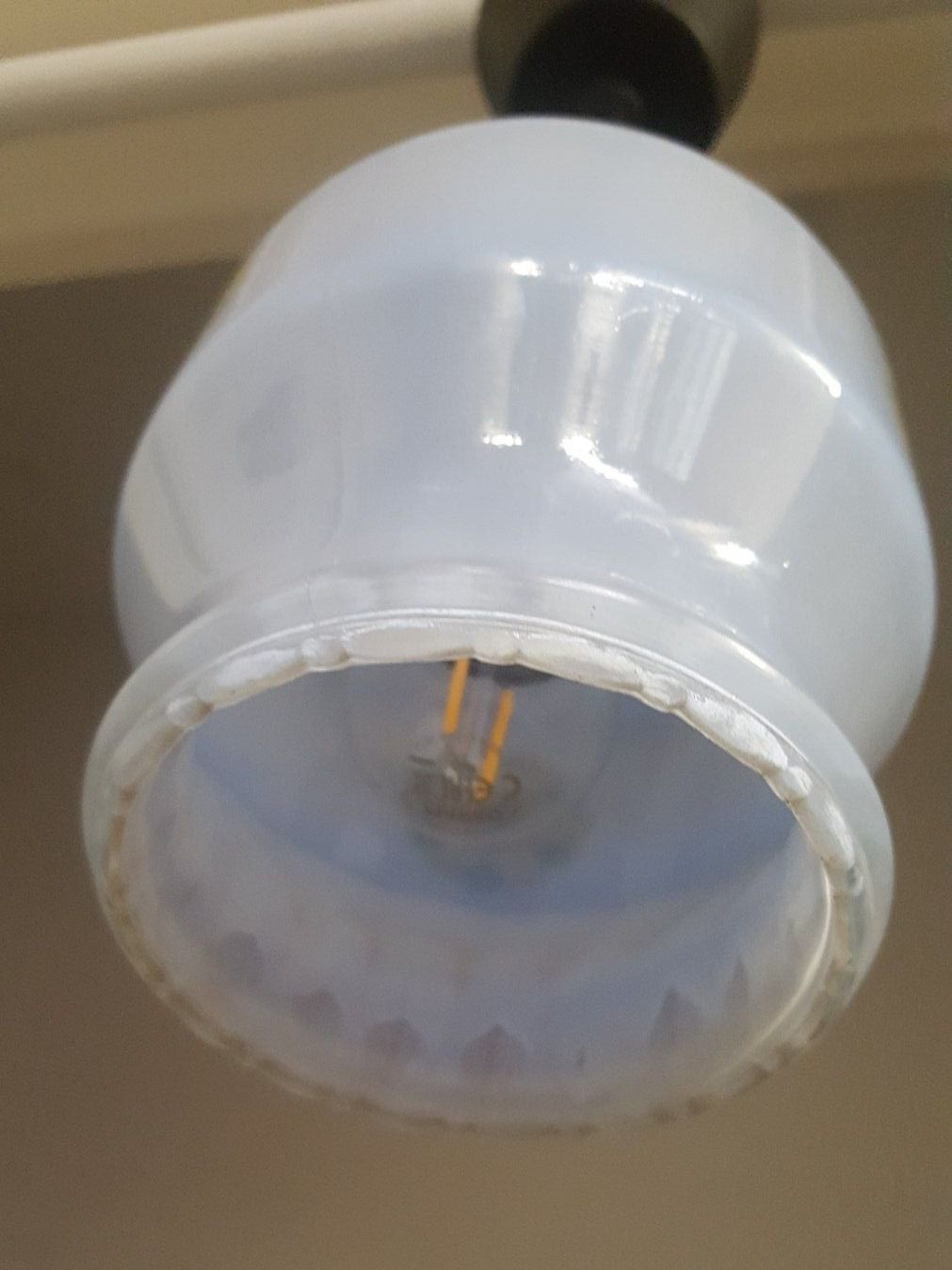 Lampadari & plafoniere: Vintage Decken-Hänge-Lampe .  Pressglas hellblau ,gemustert – Usato da Arlesheim venduto da shopradl 6