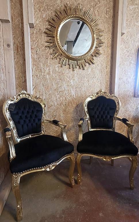 Poltrone: 2 Schwarz Gold, Barock Sessel, Samt – Usato da Kaufdorf venduto da Nati-Nati