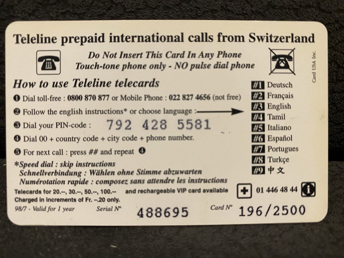 Telefon- & Taxkarten: Teleline – Gebraucht aus Lausanne von babacard10 1