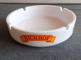Eichhof Bier Aschenbecher Glas weiss gross Vintage
