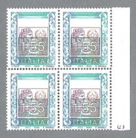 2002, 1,55 €, QUARTINA **, VARIETÀ SPOSTAMENTO ROSSO+