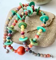 Achat Long Kette Naturmaterialien 67cm handgefertigt Unikat