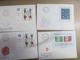 4 Briefe (FDC/Sonderbriefe) mit Blocks 1965, 71 und 74