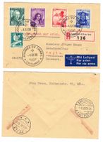Lettre recommandée pour Danemark, Cachet J.Timbre 1938