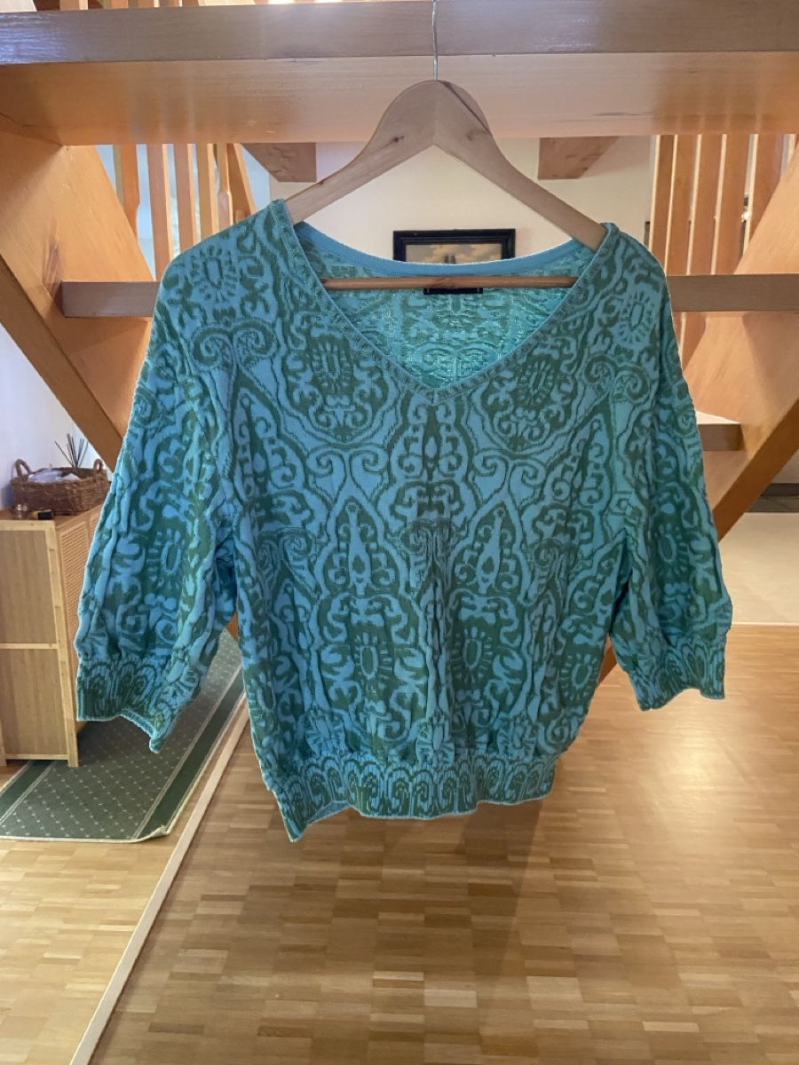 Ivko Maglioni & Felpe: IVKO Jacquard V Neck Pullover Filigree Short Sleeve Bluse – Usato da Münchenstein venduto da B771 3