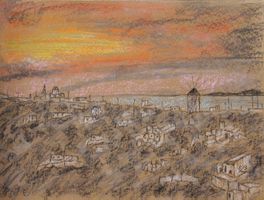 Pastell Zeichnung: Südliche Landschaft I