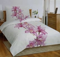 Bettanzug Orchidee Gr.  160/210cm + 65/100cm Reissverschluss
