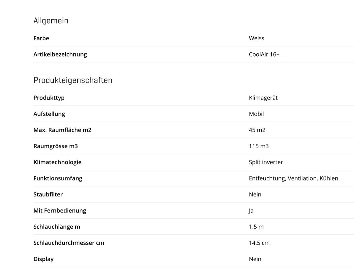 Ecofort Klimageräte: ECOFORT Klimagerät CoolAir 16+ – Gebraucht aus Fällanden von andre660 6