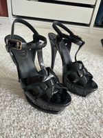 Saint Laurent Tribute Sandals Patent Leather Black Size 37