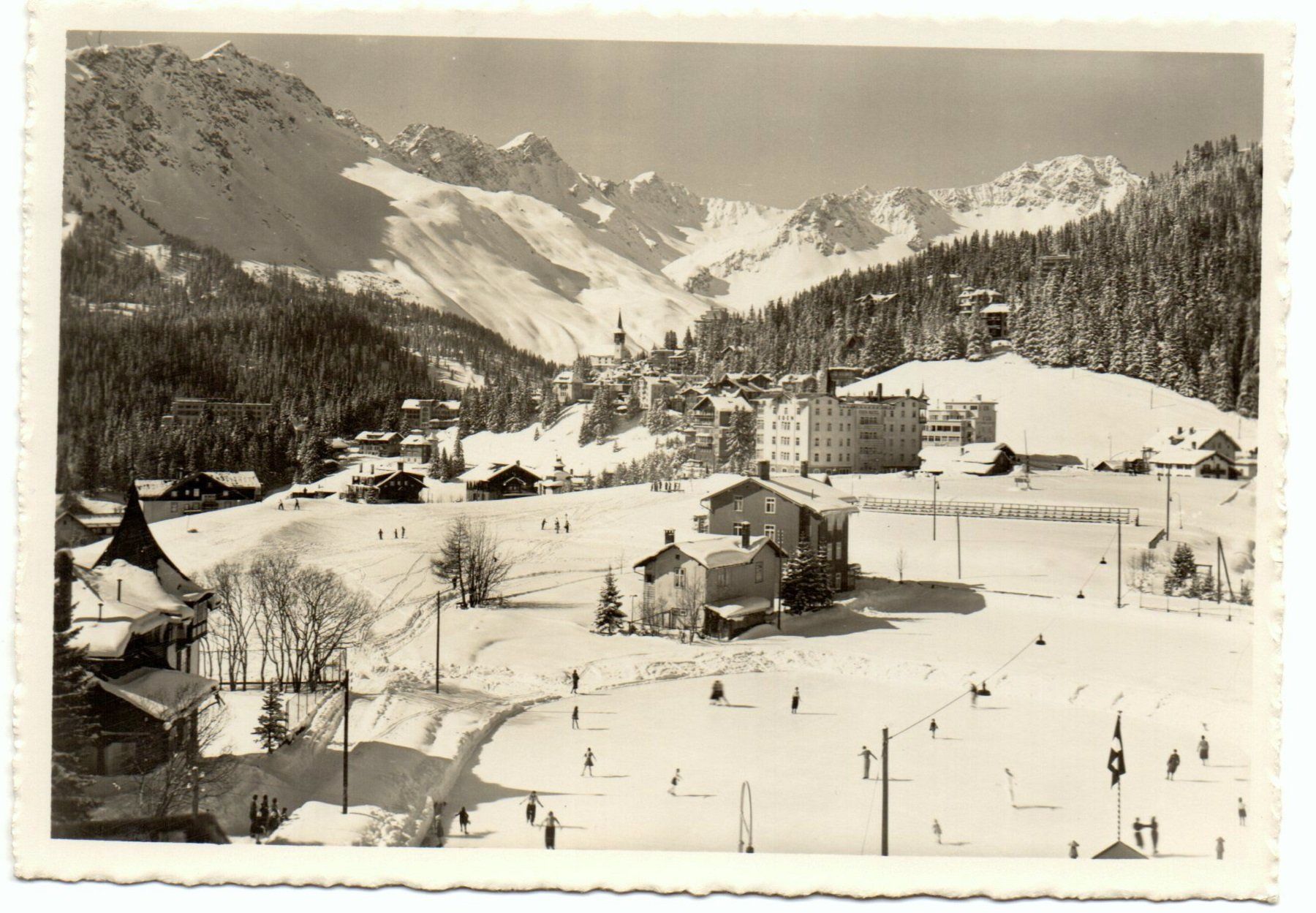 Cartoline postali: AROSA Eisbahn Obersee – Usato da Jona venduto da philajona