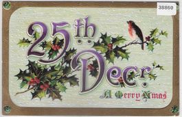 25. th Decr. - A Merry Christmas - Präge-Litho