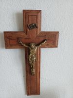 Altes Vintage Kruzifix Kreuz Holz/Messing Länge 30 cm