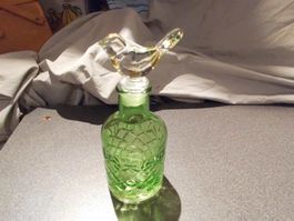 Flasche Glas, mit Verschluss Vogel, hell