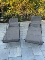 2 Liegestühle Metall anthrazit für Garten Balkon Terrasse