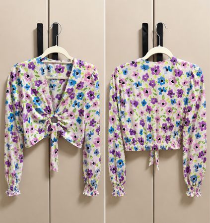 Damen Top Blumenmuster Grösse S-M (Onesize)
