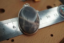 Schwarzer Mondstein   925 Silber      Anhänger  Räumung