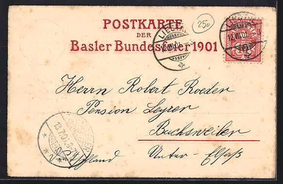 Cartoline postali: Basel, Festspeil 1901, Andfahrergruppe – Usato da Berlin venduto da bartko-reher 1