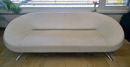 Designer Ledersofa Fly Recamiere links weiss