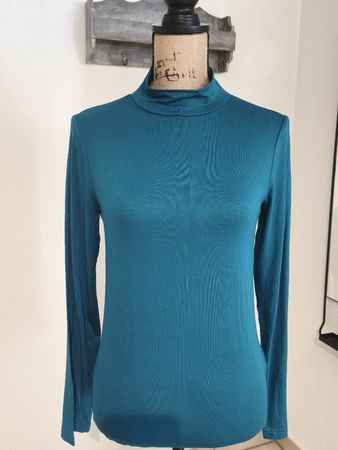 Chicorée Langarmshirt Stehkragen petrol Grösse M neu