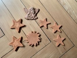 7 Tonfiguren Weihnachten (Engel, Sterne)