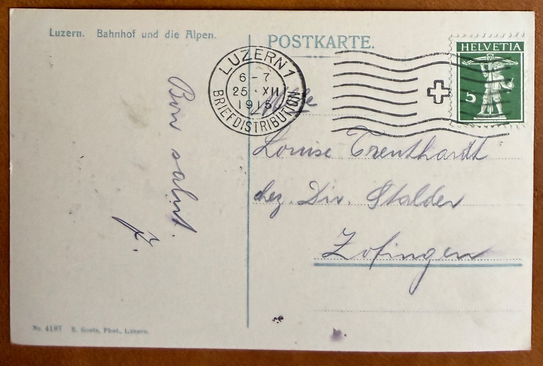 Ansichtskarten: Luzern - Bahnhof - Calèches 1915 – Gebraucht aus Lutry von Ediego 1