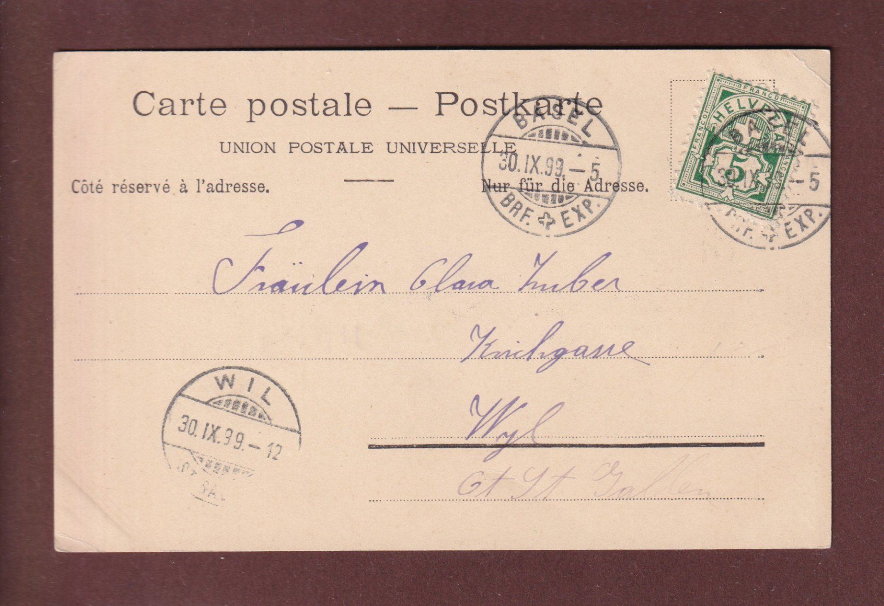 Cartoline postali: Gruss von BASEL - 1899 CPN // Eckbug // – Usato da Pully venduto da nicecards 1