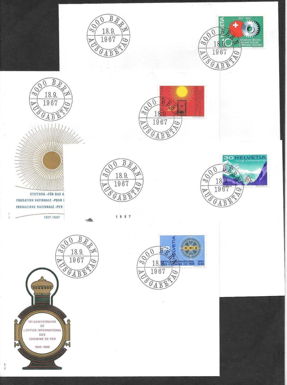 Tutti i francobolli: 4 FDC 449 - 452 Serie Einzelmarken ET Bern 18.9.1967 – Nuovo (secondo la descrizione) da Olten venduto da clotaldi