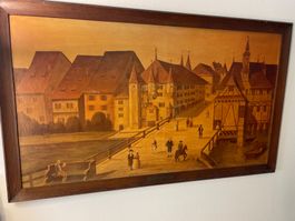 Grosses Ölgemälde Rheintor Basel 1839