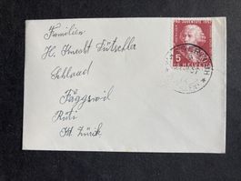 Schweiz 1957 Neujahrsgruss PJ Briefli 5 R WASSERFLÜH 30.XII.