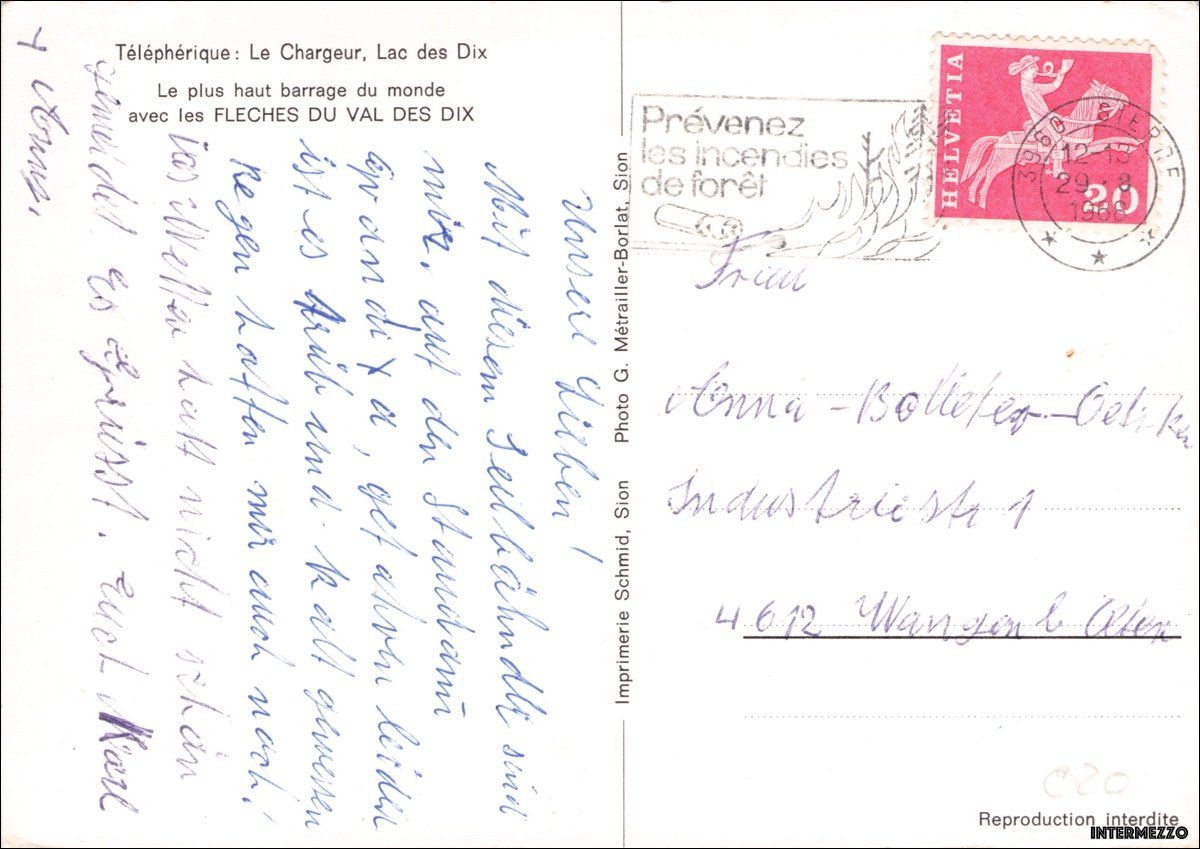 Cartoline postali: Lac de Dix VS // 1966 Grande Dixence Seilbahn – Usato da Basel venduto da intermezzo12 1