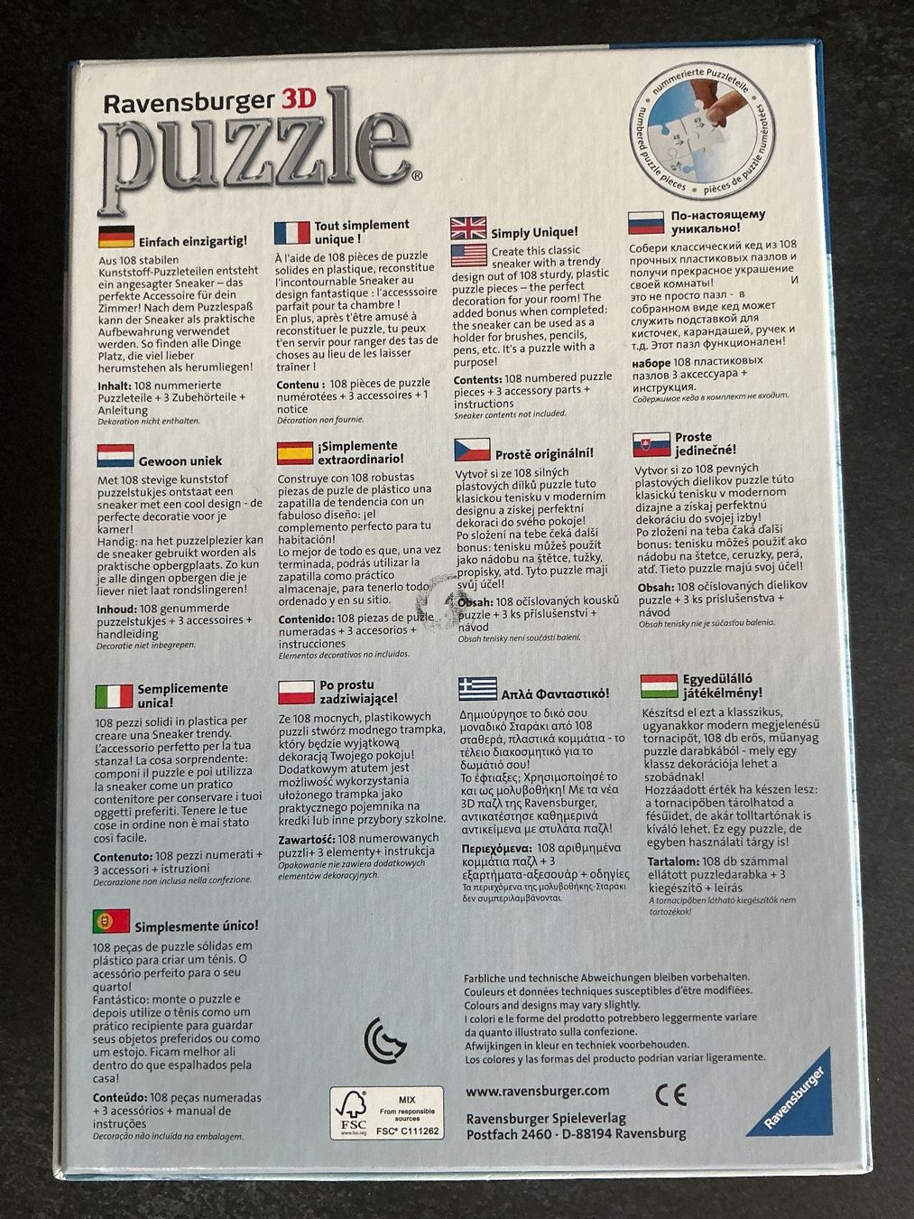 Ravensburger Puzzles: Ravensburger 3D Puzzle, Stiftehalter als Converseschuh – D'occasion à Wettswil am Albis par Autodelta 1
