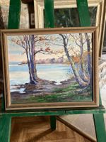 Tableau signé G.Calame, la baie d'Auvergnier.