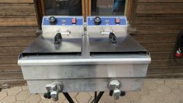 Kibernetik Doppel-Fritteuse, 2x 8L, mit Ablasshahn