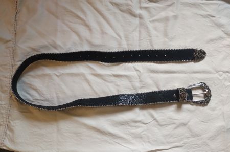 Schwarzer Ledergürtel Nieten Western Style Vintage