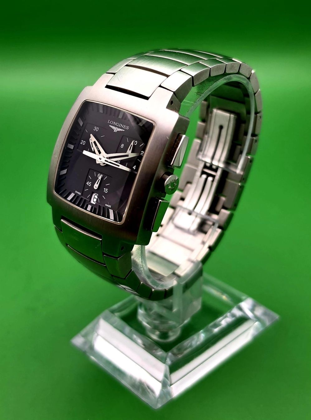 Longines Orologi: LONGINES OPOSITION SQUARE CHRONOGRAPH DATE ALL STAINLESS STE – Usato da Neftenbach venduto da Taschen-Uhren 4