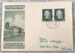 ANTIKER BRIEFUMSCHLAG ERSTTAGSBRIEF LESSINGMUSEUM