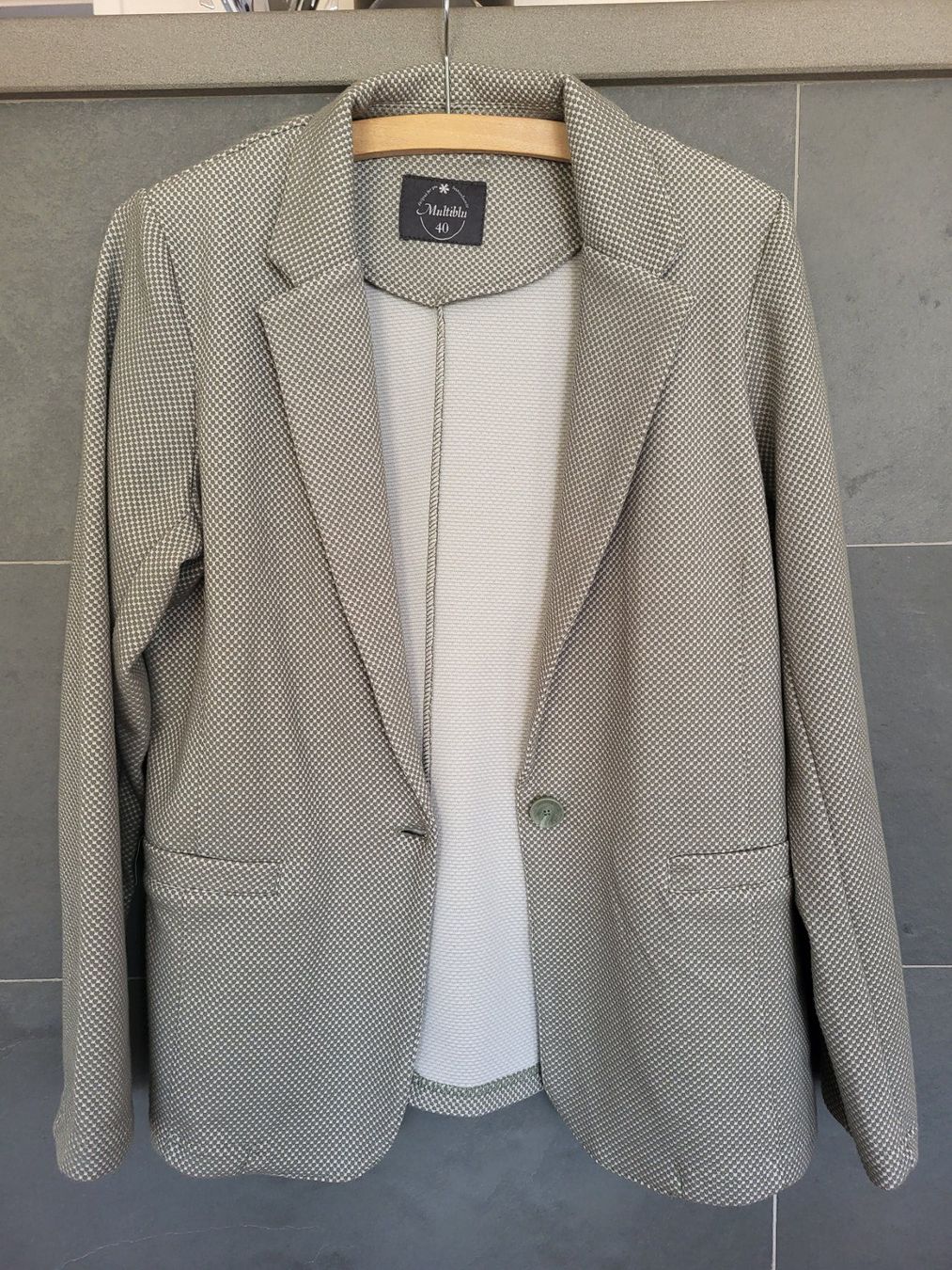 Giacche: Damen Blazer Multiblu, Gr. 40, gemustert hellgrün/weiss – Nuovo (secondo la descrizione) da Rünenberg venduto da Bille77 2