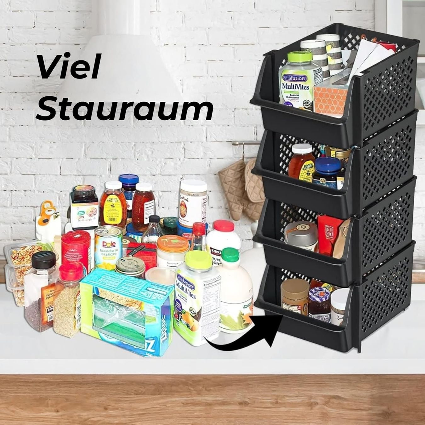 Behälter & Ähnliches: Stapelbare Aufbewahrungsboxen 4er Set Organizer Körbe – Neu und originalverpackt aus Hallau von Sale50OFF 2