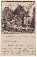 Holligen (?), Künstlerkarte, unbek. Gebäude, gelaufen 1926