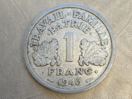 Münze 1 Francs, Frankreich (Vichy), 1943